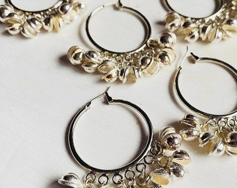 Stainless steel gypsy bells hoop earrings