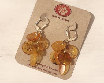 Baltic Amber cascade dangle earrings