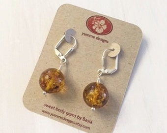 Baltic Amber Large Round dangle earrings