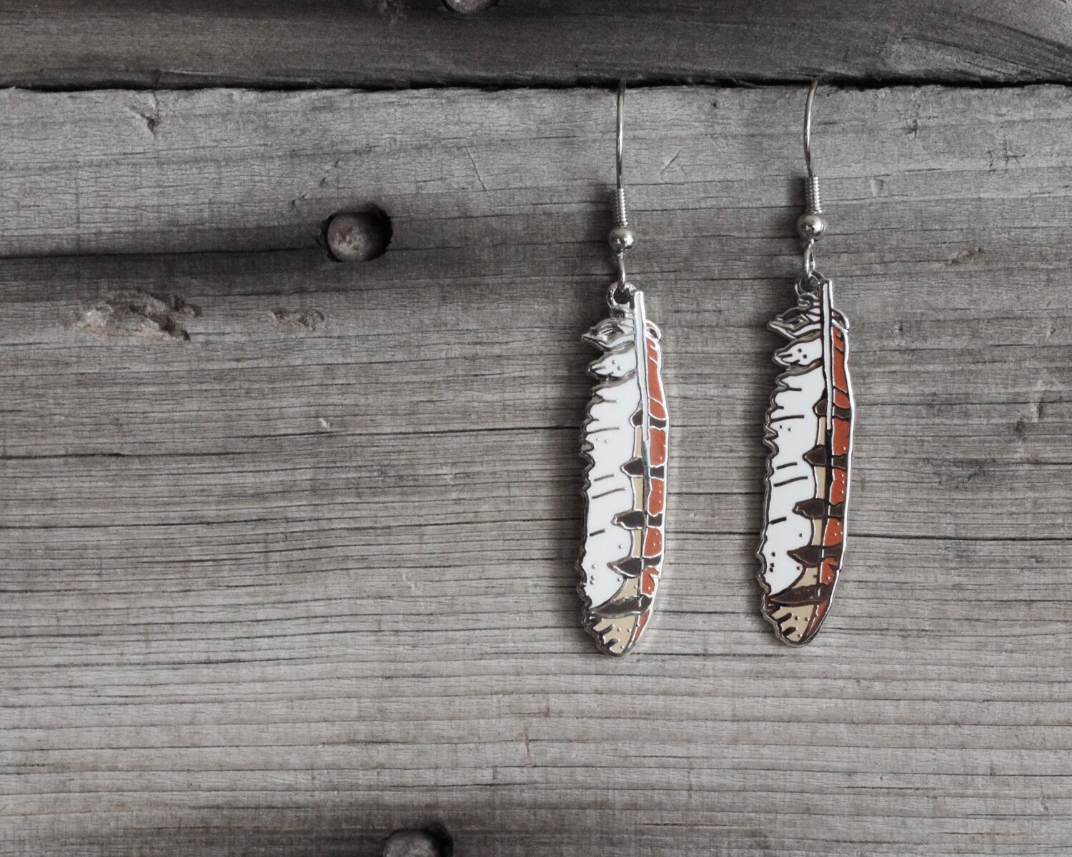 Barn Owl Feather - Enamel Earings