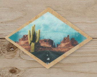 Soutwest Cactus - Iron on Patch, Canvas