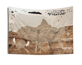 Badlands Edition - Whimsical Wall Map for Pins and Buttons