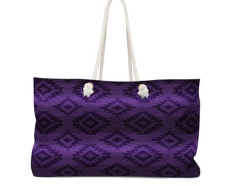 Desert Pattern Purple - Beach Bag | Large Tote | Oversized Purse | Rope Handles | Canvas Bag | Reusable Grocery Bags  | Yoga Bag | Vacation