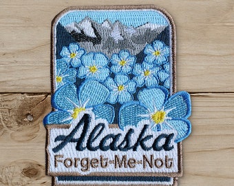 Forget-Me-Not Patch, Alaska - Iron on Patch, Canvas,
