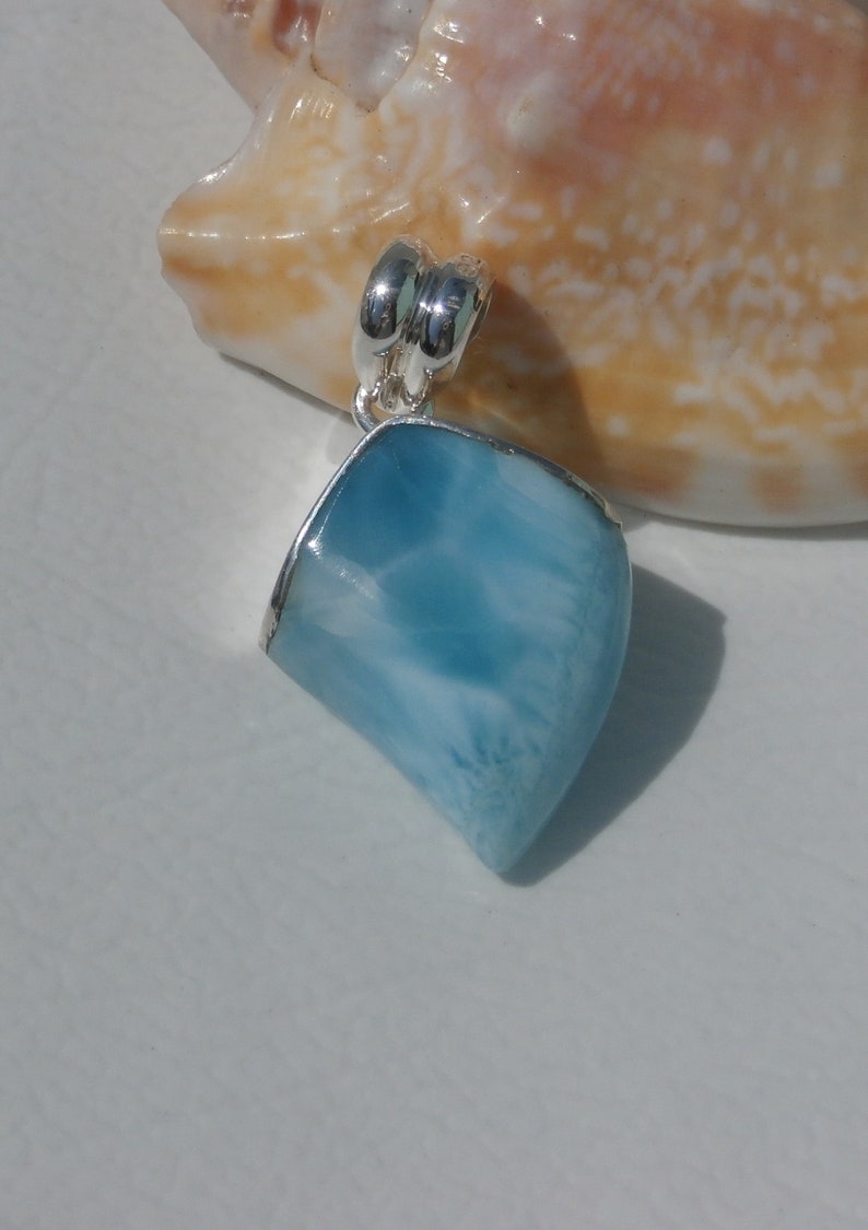 Collar Larimar Natural Plata 925 | Piedra Azul Atlántida | Ajustable 45 Cm Regalo Especial