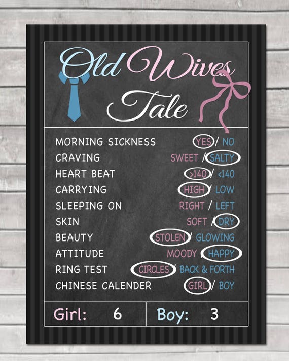 Old Wives Tale Gender Reveal Party Game Digital File Etsy