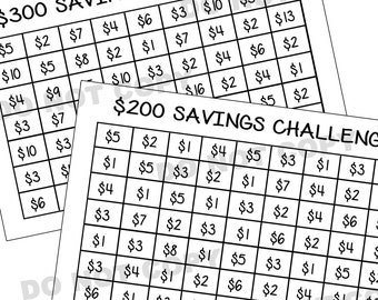 200 Dollar and 300 Dollar savings challenge- Digital Files