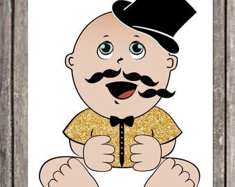 Little Man Pin the Mustache on the Baby digital file