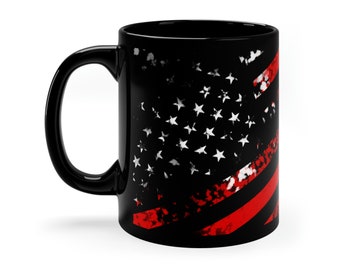 USA FLAG 11oz Black Mug