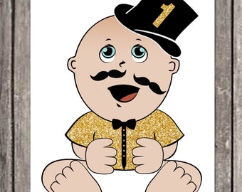 Little Man Pin the Mustache on the Baby digital file