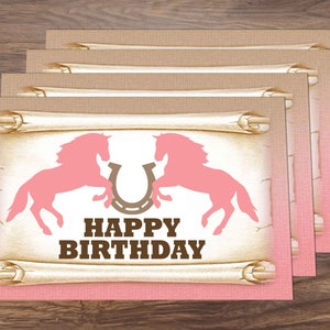 Cowgirl Birthday Party Digital Placemat