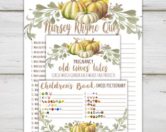 A Little Pumpkin Is On The Way Baby Shower Game Set (set of 3) Digital File only