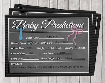 Gender Reveal OR Baby Shower 'Baby Prediction' card Party Digital