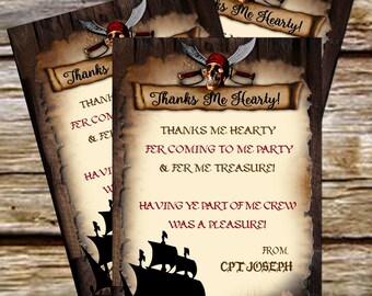 Pirate Party PRINTABLE Thank You Cards INSTANT DOWNLOAD by - Etsy