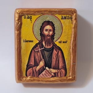 Saint Alexios St. Alexius Man of God Religious Art Byzantine Greek and Eastern Orthodox Mount Athos Icon