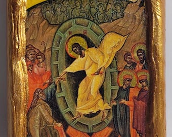 La Resurrección de Jesucristo La Anastasis Arte religioso Icono del Monte Athos bizantino griego y ortodoxo oriental