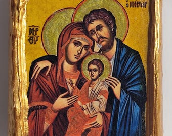 La Sagrada Familia José Theotokos María Jesucristo Arte religioso Bizantino Griego y Ortodoxo Oriental Icono del Monte Athos