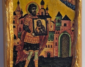 San Teodoro llevando a la Virgen María Feodorovskaya Arte religioso Bizantino Griego y Ortodoxo Oriental Monte Athos Cristianismo Icono