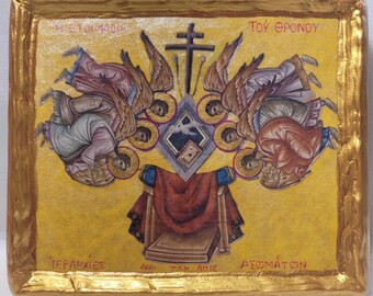 Santos Arcángeles Preparación incorpórea del trono Arte religioso Bizantino Griego y Ortodoxo oriental Monte Athos Cristianismo Icono