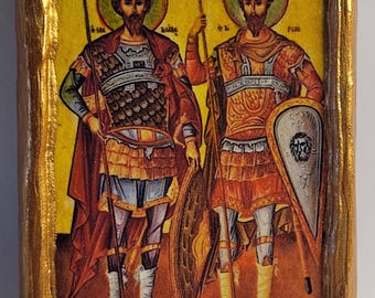 San Teodoro Tirón y San Teodoro Stratilates Arte religioso Bizantino Griego y Ortodoxo Oriental Monte Athos Cristianismo Icono