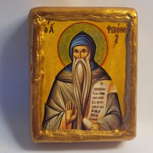 Saint Philotheos St. Philotheus Agios Filotheos Religious Art Byzantine Greek and Eastern Orthodox Mount Athos Christianity Icon