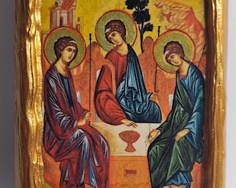 Los Arcángeles de la Santísima Trinidad La hospitalidad Arte religioso Bizantino Griego y Ortodoxo Oriental Icono del Monte Athos