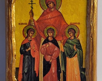 Santa Sofía Santa Sofía San Ágape Pistes Elpis Arte Bizantino Griego y Ortodoxo Oriental Monte Athos Cristianismo Icono