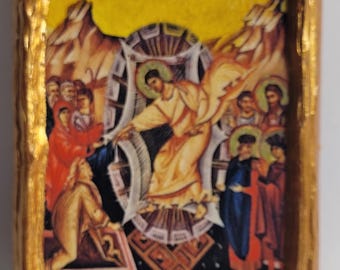 La Resurrección de Jesucristo La Anastasis Arte religioso Icono del Monte Athos bizantino griego y ortodoxo oriental