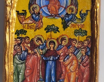 La Ascensión de Jesucristo El Análisis Arte Religioso Bizantino Griego y Ortodoxo Oriental Icono del Monte Athos
