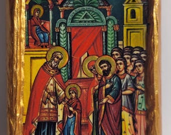 La entrada al templo de la Virgen María Arte religioso Icono del Monte Athos bizantino griego y ortodoxo oriental