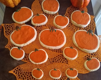 16 Fake Frosted Pumpkin Sugar Cookie Set  - Perfect Halloween and fall Decorations