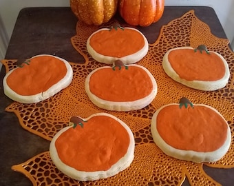 12 Fake Frosted Pumpkin Sugar Cookies  - Perfect Halloween and fall Decorations