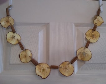 Dried Apple Slice And Cinnamon Stick Garland 4' - Primitive, Farmhouse Or Christmas Decorating