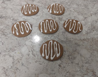 FAKE Pumpkin Spice Cookies drizzled with frosting (6-24 piece) - Primitive Bowl Fillers/primitive home decorations/fake baked goods/pumpkin