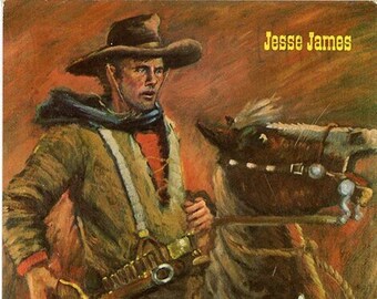 Jesse James on Horseback Quantrell Raider Western Vintage Postcard 1972