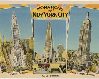 New York City RCA Empire State Chrysler Buildings Vintage Postcard (unused)