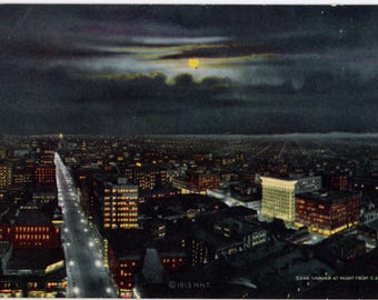 Denver Colorado at Night Vintage Postcard c1910 (unused)