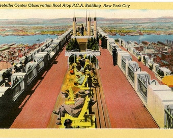 Rockefeller Center Observation Roof RCA Building New York City Vintage Postcard (unused)