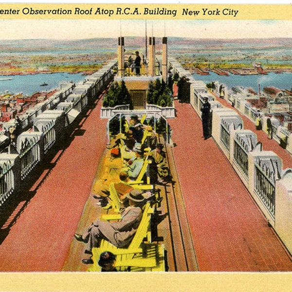 Rockefeller Center Observation Roof RCA Building New York City Vintage Postcard (unused)