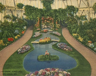 Forest Park Jewel Box Interior St. Louis Missouri Vintage Postcard (unused)