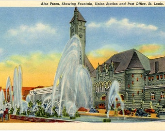 Union Station Aloe Plaza St. Louis Missouri Vintage Postcard 1930s (unused)