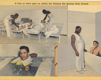 Famous Hot Springs Bath Houses Arkansas Vintage Postcard (unused)