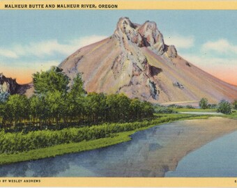Malheur Butte & River Oregon Vintage Postcard (unused)