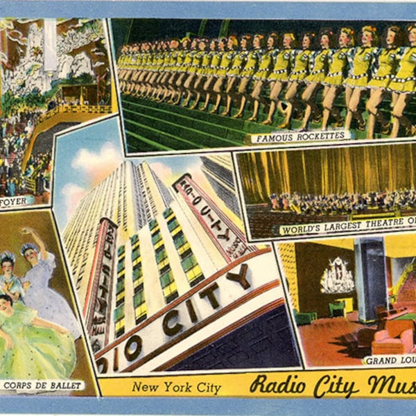 Radio City Music Hall Theatre Rockefeller New York City Vintage Postcard (unused)
