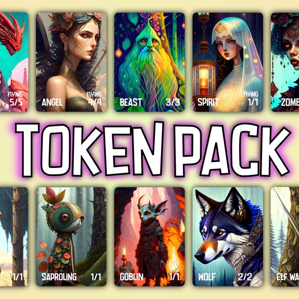 Creature Token Pack, Custom Tokens for Magic, Commander, Creature Token, Add-ons, Deck Building, Magic Gifts, Magic Tokens