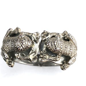 925 Silver Frog Hinged Cuff Bracelet With A Vintage Classic Design Boho Vintage,  Artisian Craftsmanship Jewelry