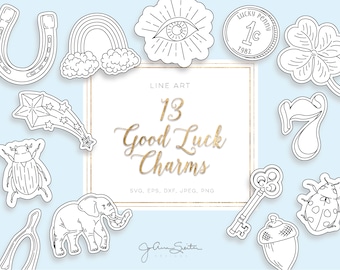 Good Luck Symbol Single Line SVG Files, Instant Digital Download