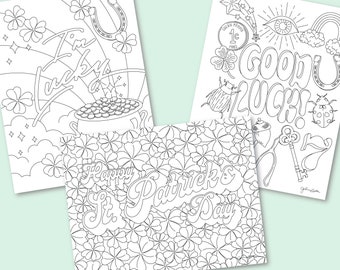 St. Patricks Day Malvorlagen, 3er Set Druckbare Malvorlagen, Sofort Download