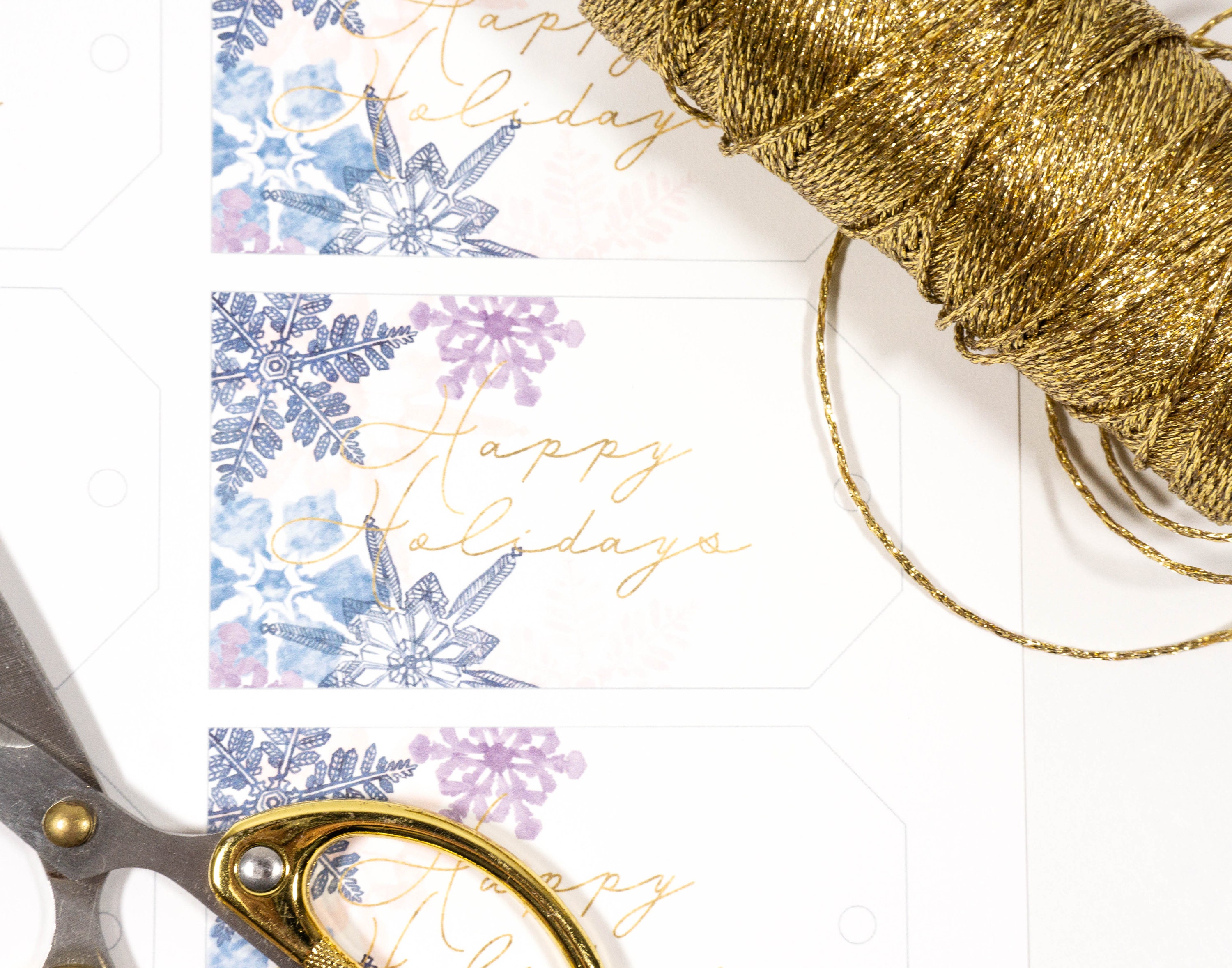 Printable Gift Tags with Watercolor Snowflakes and Faux Gold Lettering ...