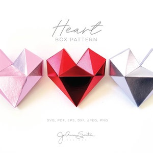 3D Low Poly Herz Box SVG-Datei, Valentinstag Candy Box Muster